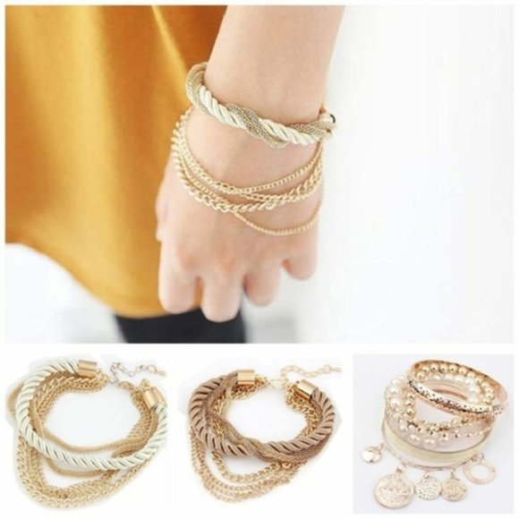 New Multi Layered Rope Chain Bracelet - Picture 2 of 2